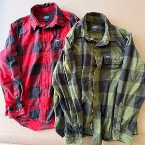 Smith's Buffalo Plaid Heavy Duty Flannel Shirt Lot of 2. Size Medium